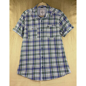 Buffalo David Bitton Multicolor Plaid Short Sleeve Button Up Shirt Mens Medium